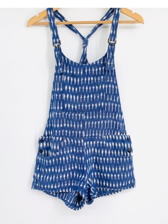 O'Neill Pants - O'Neill Blue & White Patterned Short Overalls